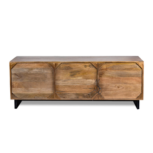 Mueble Bajo Oxberg de Madera Natural y Negra con Vitrina y Cajones de Almacenamiento - Product Image 2