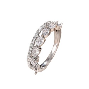 Anello di fidanzamento classico a doppio strato a forma di goccia da donna, stile coreano, minimalista, elegante, alla moda, impilabile, accessorio per gioielli da dito - Product Image 5
