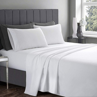 Ensemble de draps de lit en microfibre de luxe pour hôtel ensemble de 4 pièces en polyester tissé à motif uni King Size à poches profondes à usage domestique et hospitalier