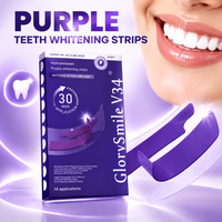 Bandes blanchissantes pour les dents PAP, 7 paires par boîte, saveur menthe, correcteur de couleur violet, bandes blanchissantes pour usage quotidien
