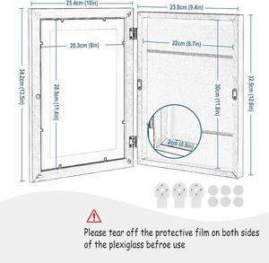 Cadre photo pliable pour œuvres d'art d'enfants, en bois blanc, verre incassable, format A4/A3, design moderne pour collection d'enfants - Product Image 3