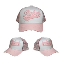 Casquette de baseball classique personnalisée à 5 panneaux, visière incurvée 100 % coton, casquette de sport type trucker Rico the Kid X Gorras Rebel Hats Chrome
