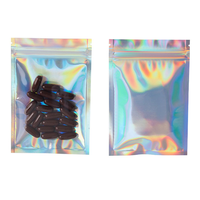 Pochettes holographiques en mylar, petits sacs transparents, petits et mignons à fermeture éclair, pour cadeaux de beauté, 100 pièces