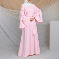 Robe Abaya Sharut Dubai, vêtements islamiques, robe élégante et modeste pour femmes musulmanes, robe longue à manches cloche, strass papillon, satin