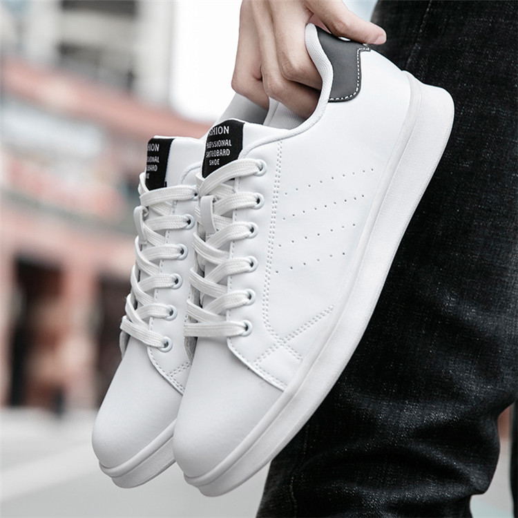 2021 Men Shoes Leather Comfortable Skateboard Shoes Breathable Casual Sneakers White Shoes