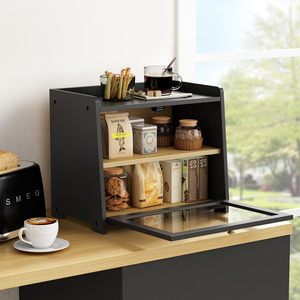 Boîte à pain à double porte vitrée, armoire de rangement pour pain et en-cas, usage cuisine - Product Image 3