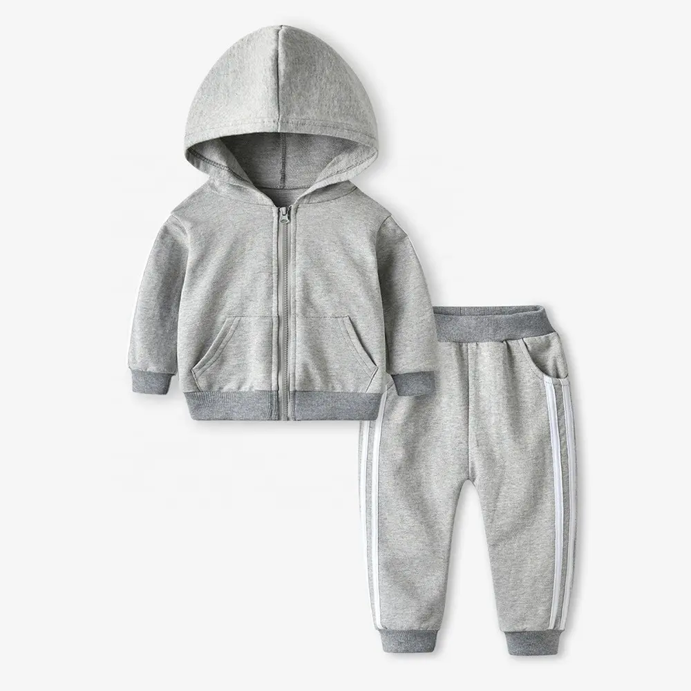 Conjunto de roupas de treino infantil, roupas esportivas personalizadas de algodão para bebês, calças de moletom, moletom com capuz, roupas para recém-nascidos para meninos