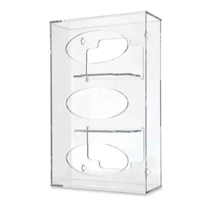 Triple Tier Clear Acrylic Glove Dispenser Wall Mounted Clear Dispenser For Gloves Side-Loading Acrylic Glove Dispensers