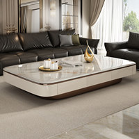 Table basse en marbre, style luxe moderne, avec rangement, pour salon, usage domestique, petits appartements, nouveau modèle 2026, aucun assemblage requis