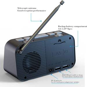 Factory 5 Inch <b>LED</b> Digital Alarm <b>Clock</b> DAB FM Radio Dual USB Charging Portable ABS Radio for Home Outdoor Travel Bedroom - Product Image 3