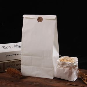 Sacs en papier kraft personnalisés, imprimés, recyclés, blancs, pour la restauration à emporter, sans poignées, avec votre propre logo - Product Image 4