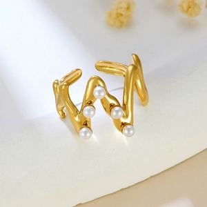 Anillo Ajustable de Acero Inoxidable al por Mayor, Estilo Retro, Chapado en Oro, con Piedra Natural - Product Image 4