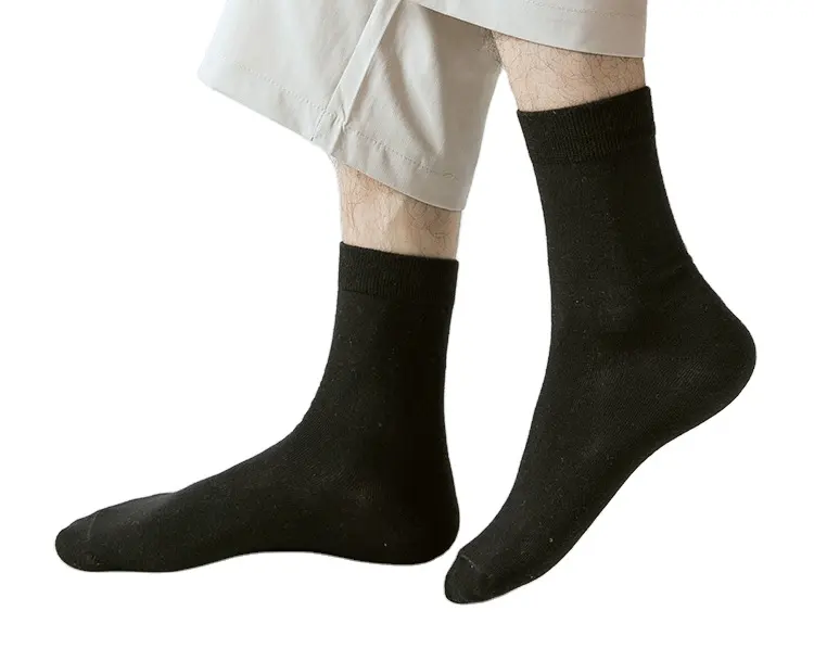 Meias masculinas vestido Puro algodão desodorizado primavera e outono meias de couro sapatos negócios mid-tube meias pretas personalizadas com pac