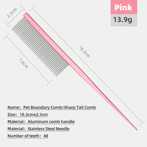 مشط ذيل مدبب للحيوانات الأليفة، مشط تصفيف، مشبك شعر مالزيز، مشط تصفيف شعر يورك شازار، مشط تمشيط وعقد الشعر، مشط تجميل للوجه باللون الوردي - Product Image 4