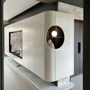 Buffet et armoire d'entrée intégrés en bois de style moderne personnalisable pour hôtel, salon - Product Image 5