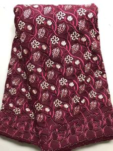 Tissu en dentelle africaine de haute qualité, 5 yards, en sergé brodé tissé pour voile, idéal pour les robes de mariée nigérianes - Vente en gros - Product Image 6