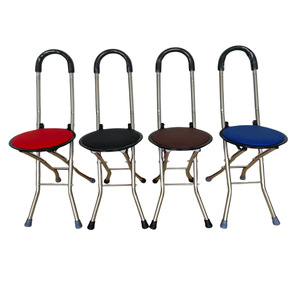 Hengshunhe Chaise de marche pliante légère antidérapante à quatre pieds en acier inoxydable pour personnes âgées, utilisation extérieure portable - Product Image 1