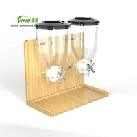 Distributeur de nourriture sèche en gros et OEM avec base en bois, présentoir de comptoir pour bonbons, grains de café, noix et snacks