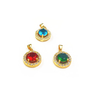 Solitaire Pendant Necklace Zinc Alloy Red Blue Green Zircon Claw Setting <b>Gift</b> Jewelry for Women - Product Image 1