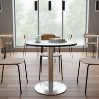 Ensemble de table de salle à manger ronde en acier inoxydable de luxe léger pour hôtel et cantine, pour bars et bistrots