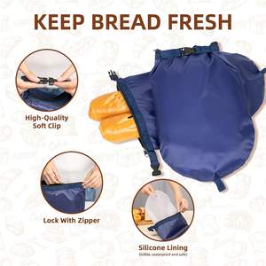 Fresh Waterproof <b>Freezer</b> Safe Portable Zippered Reusable Bread <b>Bag</b> to Keep Fresh with Silicone Liner - Product Image 6