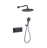 Ensemble de robinetterie thermostatique de salle de bain avec pommeau de douche effet pluie et système de déviation, encastré mural dissimulé