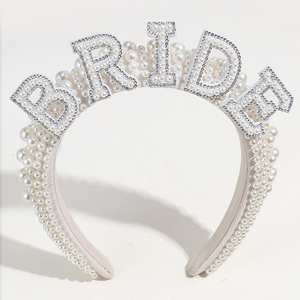 BRIDE 웨딩 주얼리 대형 진주 헤어밴드 티아라 여성용 웨딩 헤드피스 럭셔리 헤어 액세서리 - Product Image 1