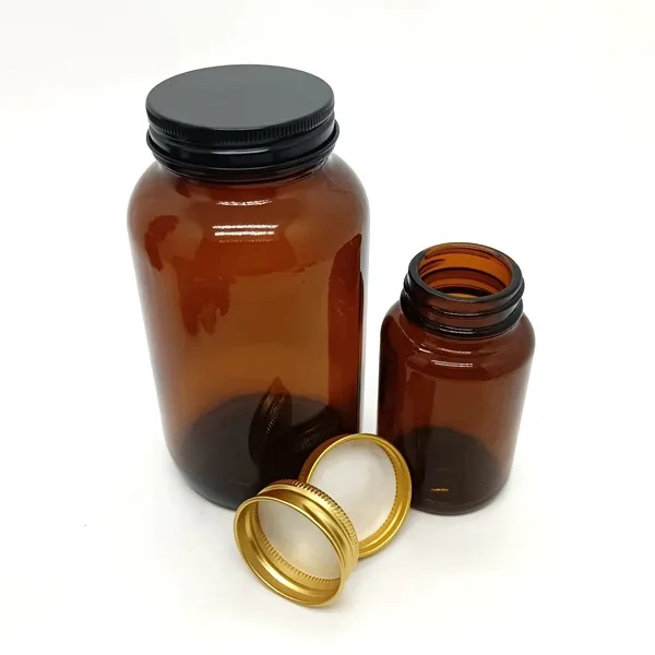 Großhandel 120ml Amber Glasflasche Glasglas und maßge schneiderte Gold Metall kappe für Medizin Tablette Pille Kapsel Bio lebensmittel