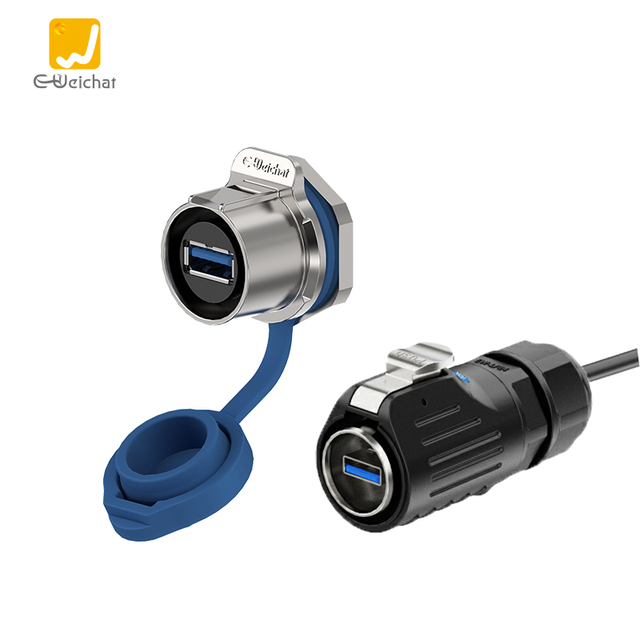 E-Weichat EW-LP24-USB IP67 Waterproof Electrical Connector PBT Housing Alloy Material for Charging Data Transfer (Circular