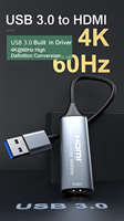 Nuevo Adaptador USB 3.0 a HDMI Xput con Cable Corto, 4K 60Hz, Plug and Play, Conversor de Video para Monitor, Proyector y Hardware