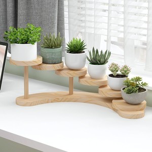 Estante de Madera de Múltiples Niveles, Organizador de Cosméticos Redondo de Escritorio de 6 Niveles, Color Madera Natural - Product Image 2