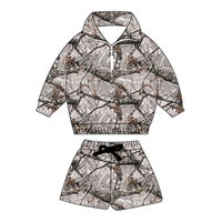 Ensemble 2 pièces camouflage pour tout-petits garçons : Sweat-shirt à manches longues et col montant semi-zippé et short décontracté – Vente en gros