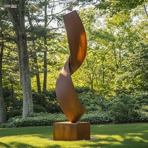 Su misura all'aperto grande <span class=keywords><strong>acciaio</strong></span> Corten arrugginito scultura astratta a spirale gigante in <span class=keywords><strong>acciaio</strong></span> Corten foglie statua scultura per la decorazione del giardino - Product Image 1