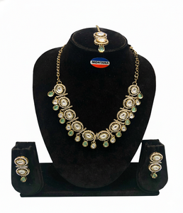 Conjunto de Joyería de Moda India Kundan Dorada con Collar y Aretes para Novia, Boda, Festival, Tradicional, Étnica, para Fiestas, Regalo - Product Image 2