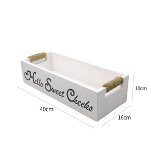 Boîte de rangement rectangulaire en bois blanc sans couvercle pour l'organisation du comptoir de cuisine avec support pour plantes succulentes - Product Image 5