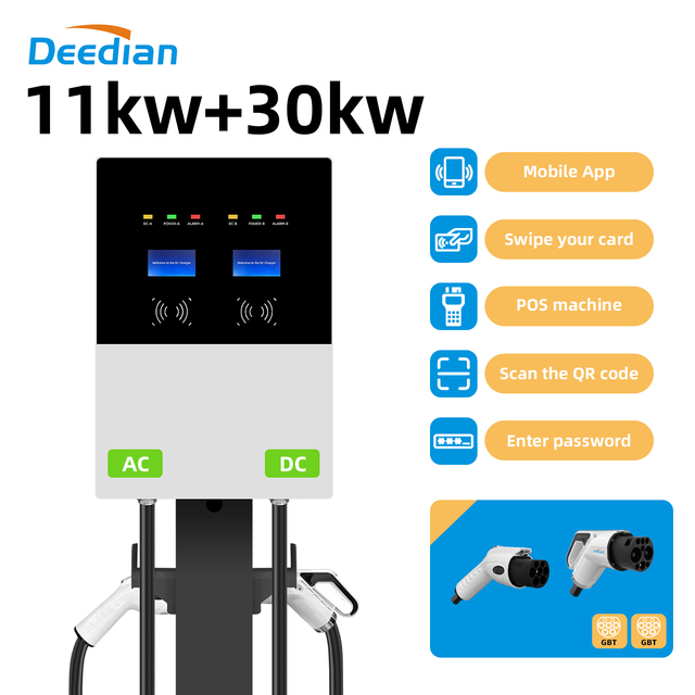 Wall Mounted AC+DC EV Charger 22KW 30/40KW CCS2 GBT Fast Charger CE IP54 5M Cable OCPP1.6J Deedian Electric Car Charging Station