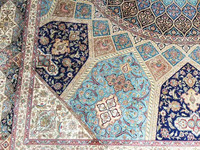 Tapis persans et tapis orientaux de luxe 6x9 9x12 en soie 100% haute densité Kpsi, design Qum Dome, pour salon de villa ou de manoir
