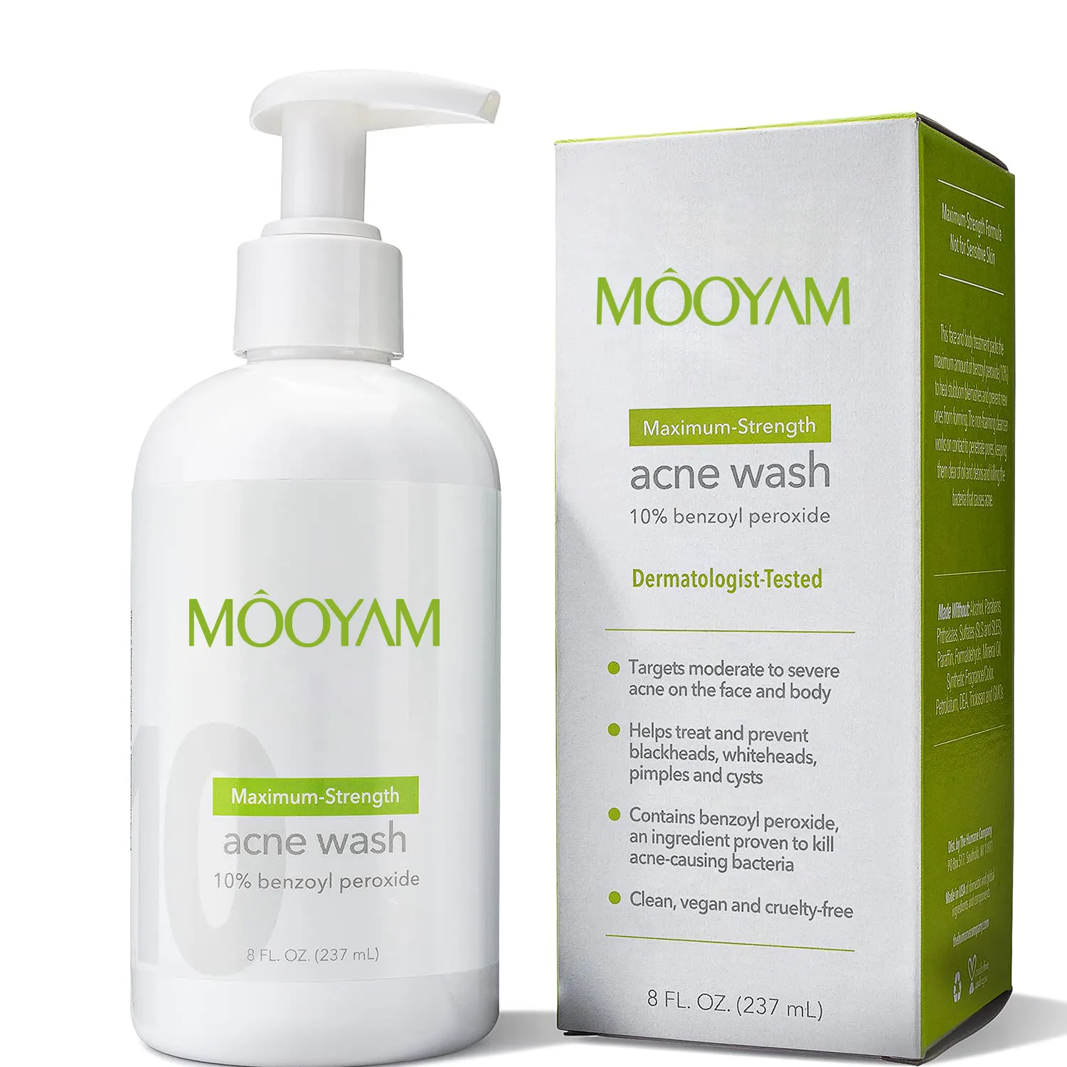 Nettoyant pour le traitement de l'acné au peroxyde de benzoyle à 10% de marque privée pour le visage, la peau, les fesses, le dos et le corps