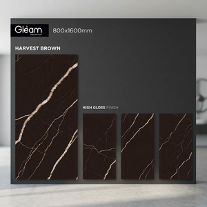 Carreaux de porcelaine effet marbre noir brillant Laurent 800x1600mm, collection premium pour sols et murs intérieurs - Product Image 2