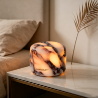 Lampe de table en marbre rechargeable de luxe, lampe tactile en pierre, lampe de chevet, lumière d'ambiance, veilleuse pour chambre à coucher, décoration intérieure