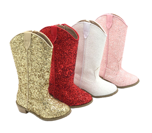 Mới Dễ Thương Leopard Bò In Kid Cô Gái Giày Gót Cao Bồi Phía Tây Dây Kéo Retro Long Lanh Cowgirl Khởi Động PVC Đế Cho Mùa Đông - Product Image 1