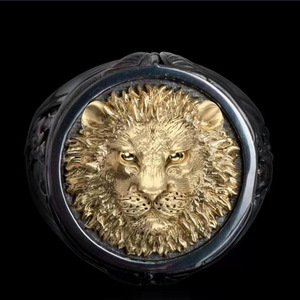 2024 nuovo arrivo Vintage prepotente maschio anelli leone oro nero testa uomo anelli per gli uomini fidanzato - Product Image 2