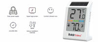 Thermomètre-hygromètre numérique solaire BaldrTherm pour intérieur, en plastique, précision +/-1F, 3 affichages LCD confortables, alarme d'alerte de moisissure