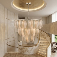 Lustre en verre à pétales de fleurs de luxe moderne, luminaire suspendu romantique à la française pour escalier, villa, salon, hall d'hôtel, décoration
