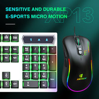 JERTECH XP13 Souris de jeu optique filaire 7D chromatique ergonomique RVB pour ordinateur portable Souris de jeu