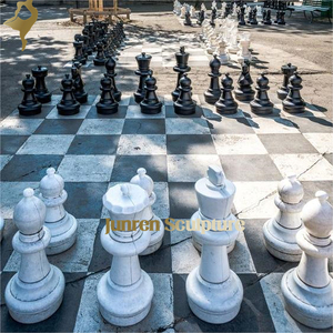 Tùy Chỉnh Sang Trọng Lớn Ngoài Trời Giá Rẻ Bằng Đá Cẩm Thạch Cờ Vua Thiết Lập Với Hội Đồng Quản Trị Màu Trắng Và Màu Đen - Product Image 6