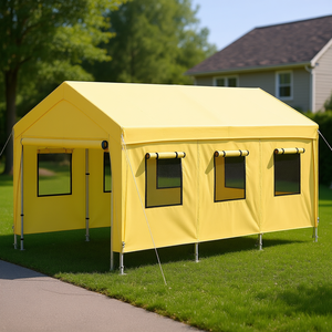 Cochera Amarilla de 10 x 20 pies con 8 Patas, Paredes Laterales, Ventanas, Cobertura para Garaje de 200 Pies Cuadrados, Estructura de Acero y Techo a Dos Aguas - Product Image 2