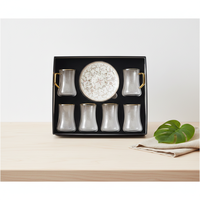 Service à thé 12 pièces en porcelaine fine 180cc avec verres à thé, tasses et soucoupes, avec détails dorés