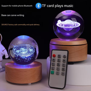 Sáng tạo năng lượng mặt trời hệ thống pha lê bóng Bluetooth âm nhạc Hộp ánh sáng màu 3D khắc Tabletop trang trí món quà giáng sinh - Product Image 4