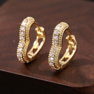 Wedding White Cubic Zircon Hoop Charms <b>Earrings</b> For Women Diamond Gold Silver Color Stones <b>Earring</b> - Product Image 1